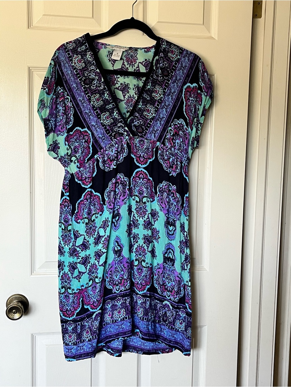 Y2K Fun & Flirt Women's S High/Low Rayon Ikat Minidress/Tunic